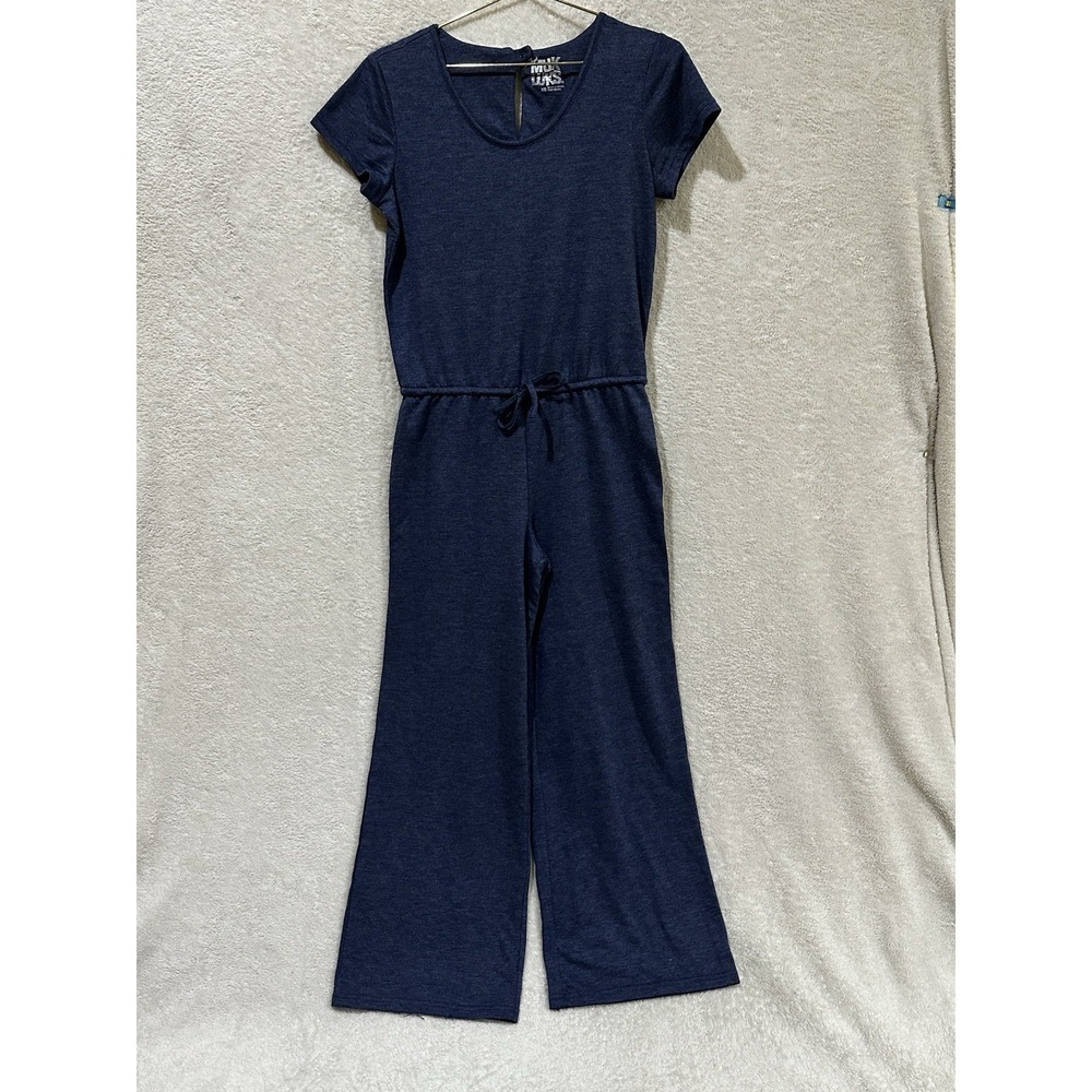 MUK LUKS Women Jumpsuit Romper Sz XS French‎ Terry Weekend Story Blue A477782